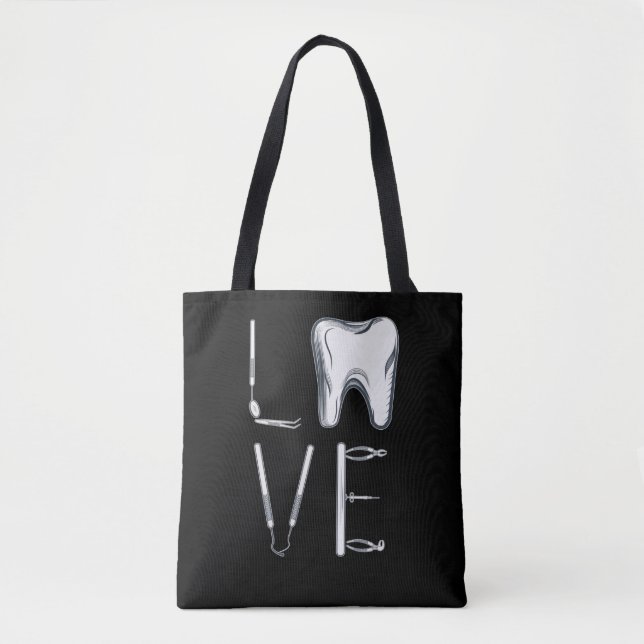 Dental Love Dentistry Tools Dentist Tote Bag (Front)