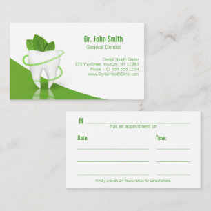 Dental Medical Mint Leaf Tooth - Appointment Card