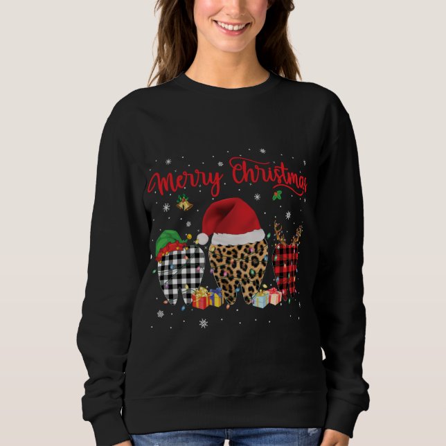 Dental Merry Christmas Santa Hat Pajama Funny Dent Sweatshirt (Front)