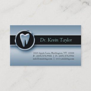 Dental Molar Business Card Blue Metallic