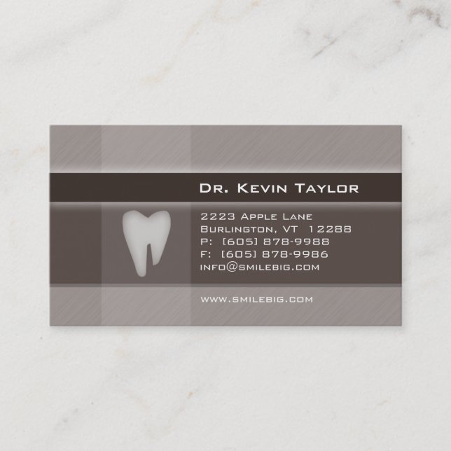 Dental Molar Business Card Denim brown stripes (Front)