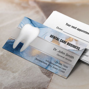 Dental Office Abstract Navy & Gold Dentist  Appointment Card