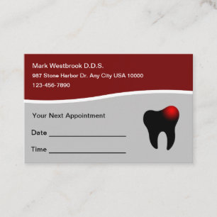 Dental Office Appointment Reminder Business Cards