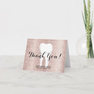 Dental Office Dentist Blush Rose Gold Glitter Thank You Card