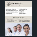 Dental Office Dentist Logo Photo QR Neutral Beige Flyer<br><div class="desc">Professional dental flyer with front-side space for logo,  photo,  services,  key information,  and contact details. The back features a QR code for staying connected along with replaceable social media icons. Ideal for clear,  trustworthy patient communication. Visit the store for more coordinated business marketing designs.</div>