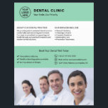 Dental Office Dentist Logo Photo QR Soft Green Flyer<br><div class="desc">Professional dental flyer with front-side space for logo,  photo,  services,  key information,  and contact details. The back features a QR code for staying connected along with replaceable social media icons. Ideal for clear,  trustworthy patient communication. Visit the store for more coordinated business marketing designs.</div>