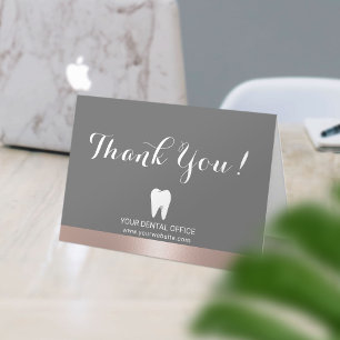 Dental Office Dentist Rose Gold Border Thank You Card