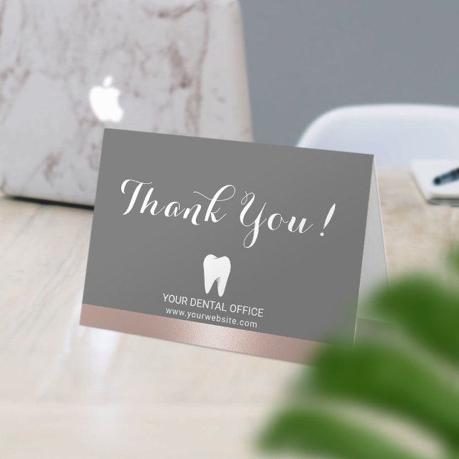 Dental Office Dentist Rose Gold Border Thank You Card (Creator Uploaded)