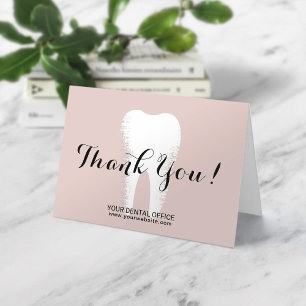 Dental Office Dentist Tooth Blush Pink Thank You Card