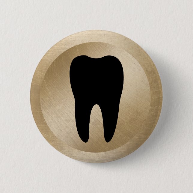 Dental Office Dentist Tooth Gold 6 Cm Round Badge (Front)