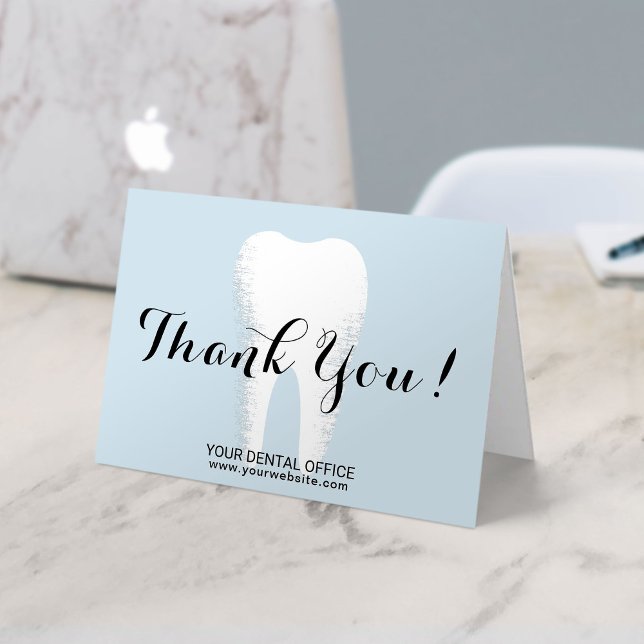 Dental Office Dentist White Tooth Thank You Card (Creator Uploaded)