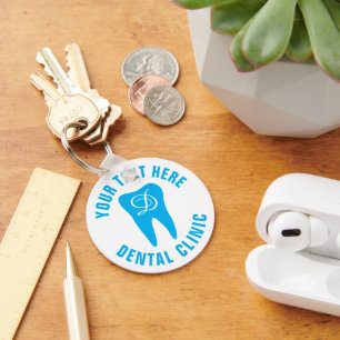 Dental office keychain with coloured tooth logo