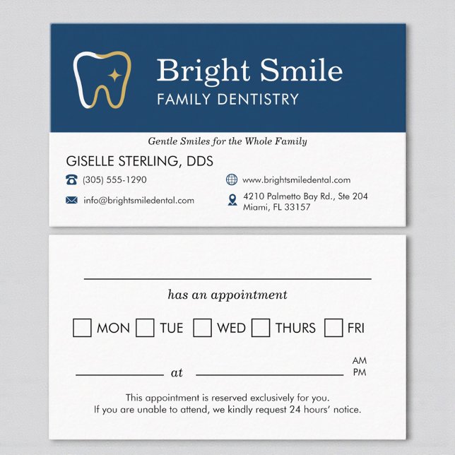 Dental Office Patient Appointment Reminder Business Card (Creator Uploaded)