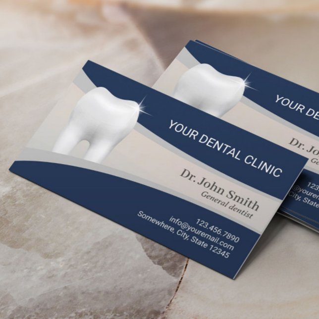Dental Office Professional Dentist Navy & Silver Appointment Card (Creator Uploaded)
