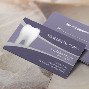 Dental Office Professional Dentist Purple Appointment Card