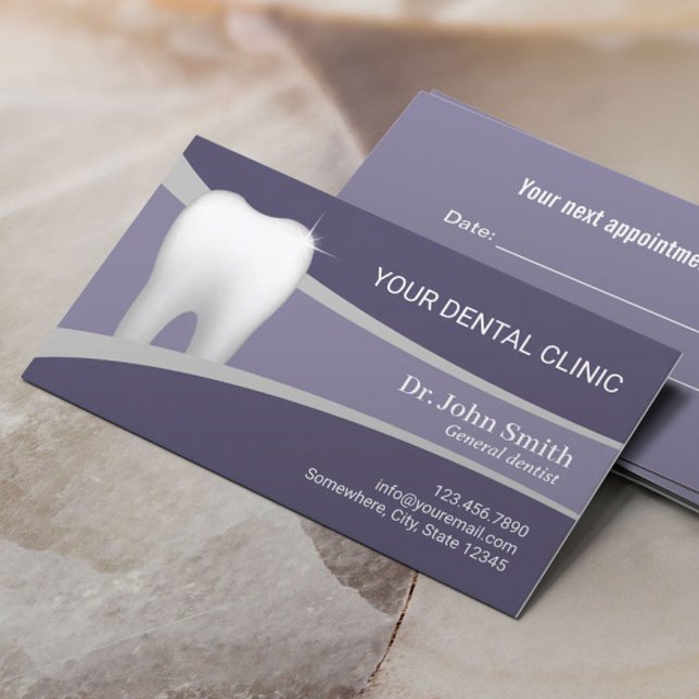 Dental Office Professional Dentist Purple Appointment Card (Creator Uploaded)
