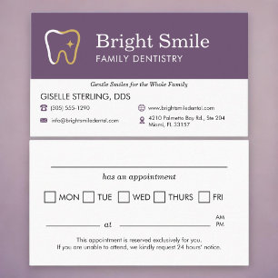 Dental Office Purple Appointment Reminder Card