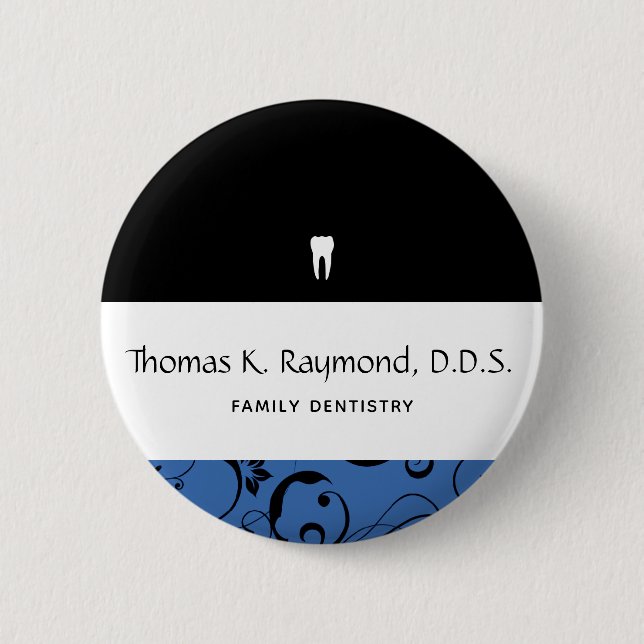 Dental Office Staff Pro Damask 6 Cm Round Badge (Front)