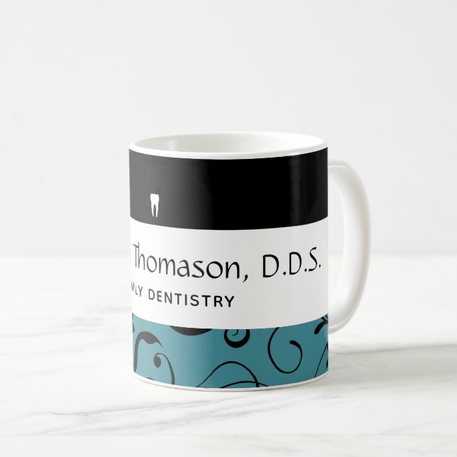 Dental Office Staff Pro Damask Coffee Mug (Front Right)