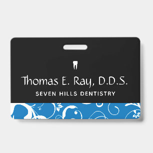 Dental Office Staff Pro Damask ID Badge
