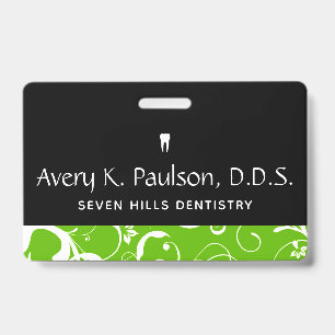 Dental Office Staff Pro Damask ID Badge