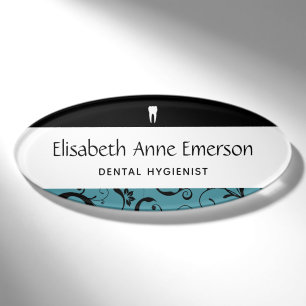 Dental Office Staff Pro Damask Name Tag