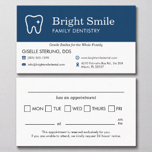 Dental Office Tooth Icon Appointment Reminder Business Card