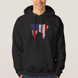 Dental Patriotic American Flag Tooth Dentist Gift Hoodie