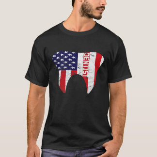 Dental Patriotic American Flag Tooth Dentist Gift T-Shirt