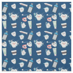 Dental Pattern - Dark Blue Fabric