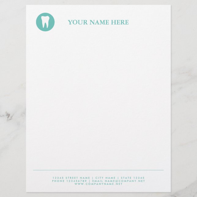 Dental practice letterhead template and tooth logo (Front)