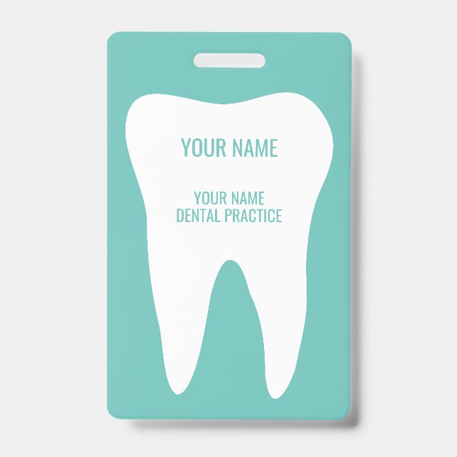 Dental practice name badges with tooth logo ID badge (Front)