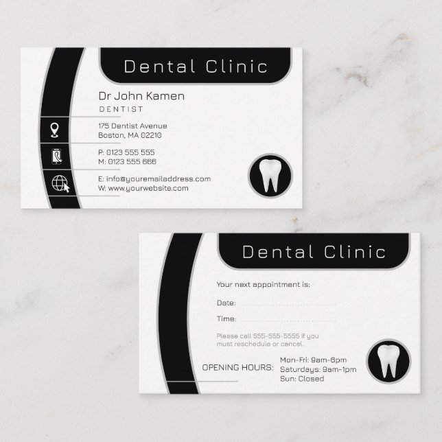 Dental | Professional Dental Clinic Appointment Card (Front/Back)