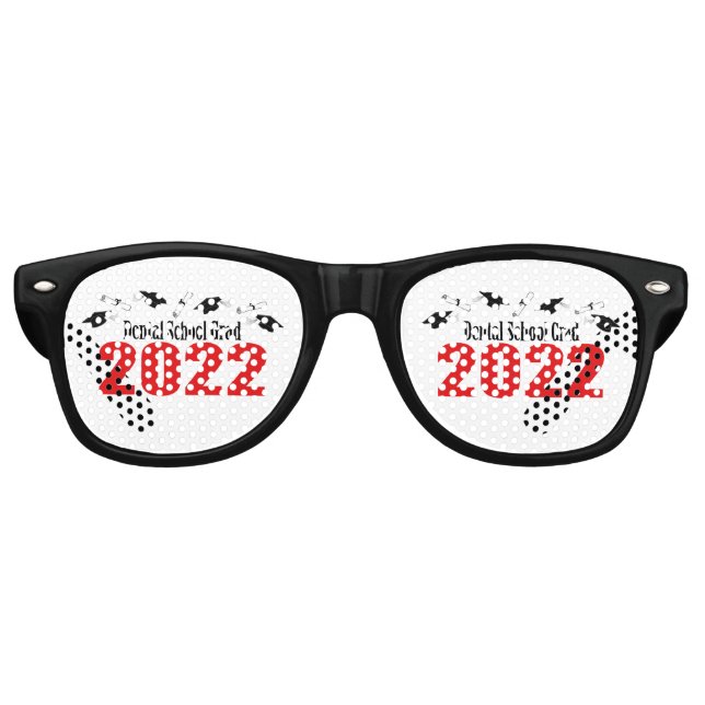 Dental School Grad 2022 Caps And Diplomas (Red) Retro Sunglasses (Front)
