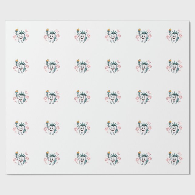Dental Squad 4th Of July Dentist Funny American   Wrapping Paper (Flat)