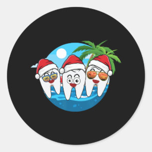 Dental Squad Christmas In July Tropical Beach Summ Classic Round Sticker