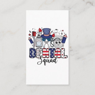 Dental Squad Cute Dentist Hygienist 4th of July Business Card