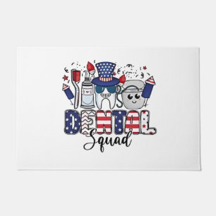 Dental Squad Cute Dentist Hygienist 4th of July Doormat