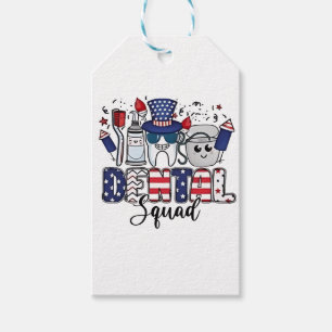Dental Squad Cute Dentist Hygienist 4th of July Gift Tags
