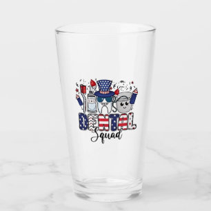 Dental Squad Cute Dentist Hygienist 4th of July Glass