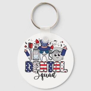 Dental Squad Cute Dentist Hygienist 4th of July Key Ring