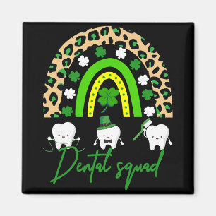 Dental Squad Cute Tooth St Patrick's Day Shamrock Magnet