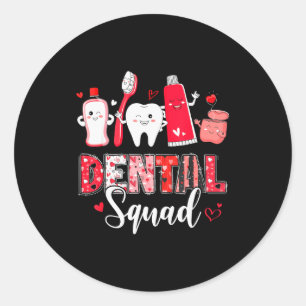 Dental Squad Dental Istant Dentist Happy Valentine Classic Round Sticker