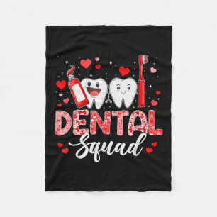Dental Squad Dental Istant Dentist Happy Valentine Fleece Blanket