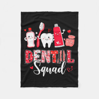Dental Squad Dental Istant Dentist Happy Valentine Fleece Blanket