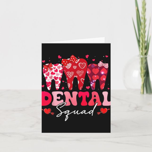 Dental Squad Funny Valentines Day Retro Dentist Va Card (Front)