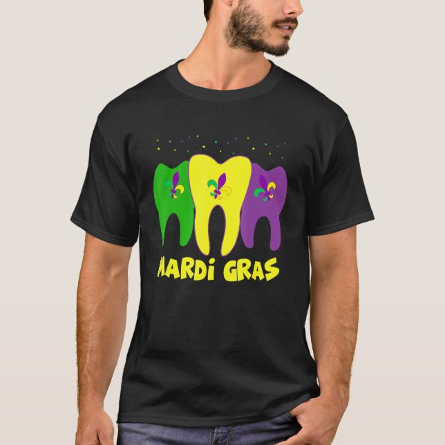 Dental Squad Margi Gras Dental Hygienist & Dental  T-Shirt (Front)