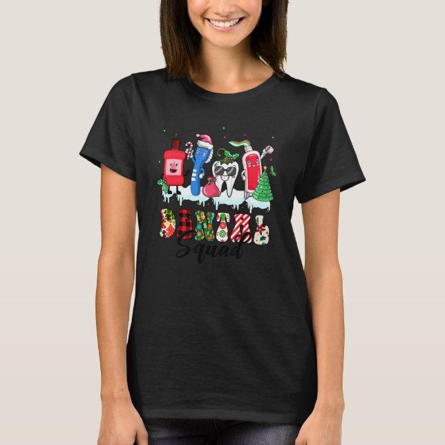 Dental Squad  Tooth Santa Hat Dentist Christmas T-Shirt (Front)