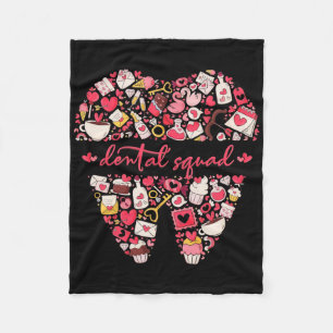 Dental Squad Valentine Tooth Dental Crew Hygienist Fleece Blanket
