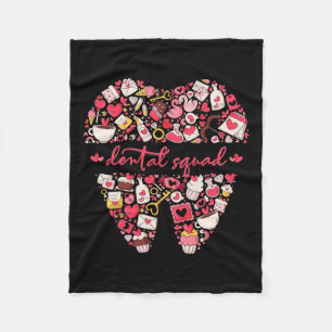 Dental Squad Valentine Tooth Dental Crew Hygienist Fleece Blanket